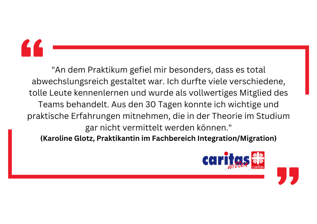 Praktikantin Karoline Glotz berichtet über ihr Praktikum im Fachbereich Migration und Integration. 